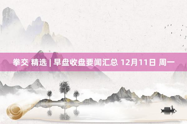 拳交 精选 | 早盘收盘要闻汇总 12月11日 周一