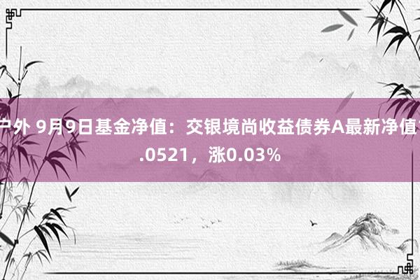 户外 9月9日基金净值：交银境尚收益债券A最新净值1.0521，涨0.03%