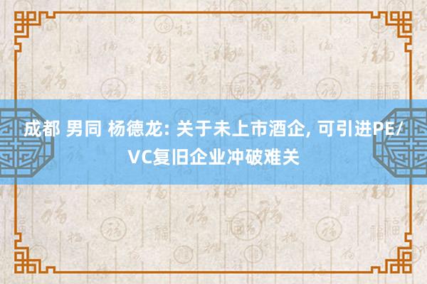 成都 男同 杨德龙: 关于未上市酒企, 可引进PE/VC复旧企业冲破难关