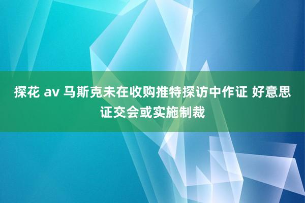 探花 av 马斯克未在收购推特探访中作证 好意思证交会或实施制裁