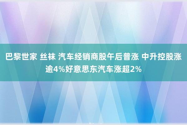 巴黎世家 丝袜 汽车经销商股午后普涨 中升控股涨逾4%好意思东汽车涨超2%