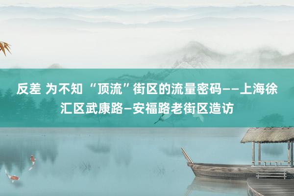 反差 为不知 “顶流”街区的流量密码——上海徐汇区武康路—安福路老街区造访