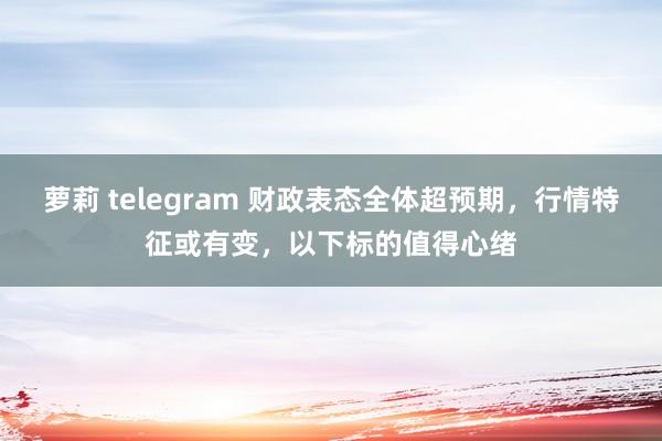 萝莉 telegram 财政表态全体超预期，行情特征或有变，以下标的值得心绪