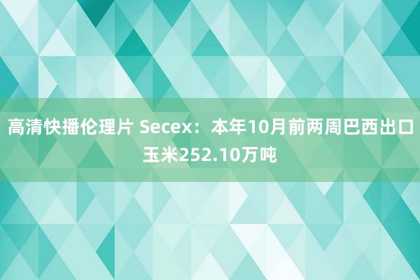 高清快播伦理片 Secex：本年10月前两周巴西出口玉米252.10万吨