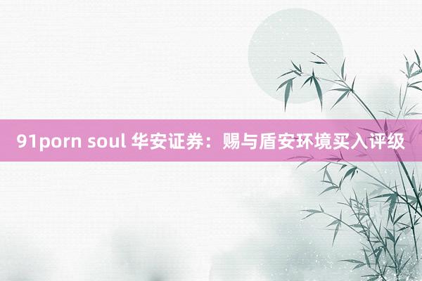 91porn soul 华安证券：赐与盾安环境买入评级