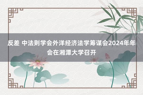 反差 中法则学会外洋经济法学筹谋会2024年年会在湘潭大学召开