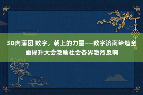 3D肉蒲团 数字，朝上的力量——数字济南缔造全面擢升大会激励社会各界激烈反响