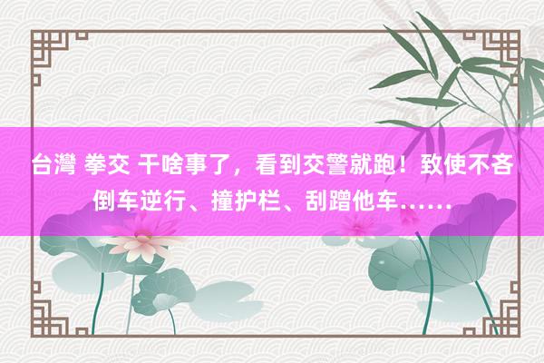 台灣 拳交 干啥事了，看到交警就跑！致使不吝倒车逆行、撞护栏、刮蹭他车……