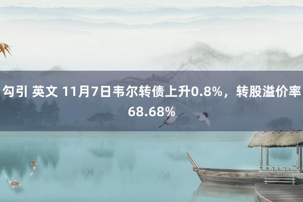 勾引 英文 11月7日韦尔转债上升0.8%，转股溢价率68.68%