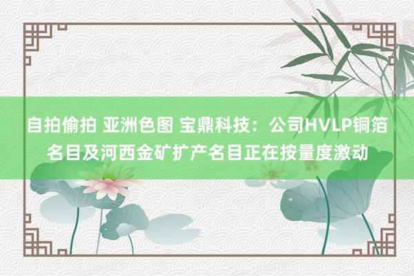 自拍偷拍 亚洲色图 宝鼎科技：公司HVLP铜箔名目及河西金矿扩产名目正在按量度激动