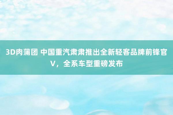 3D肉蒲团 中国重汽肃肃推出全新轻客品牌前锋官V，全系车型重磅发布