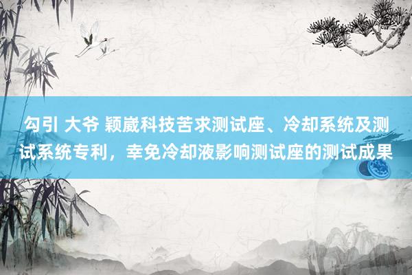 勾引 大爷 颖崴科技苦求测试座、冷却系统及测试系统专利，幸免冷却液影响测试座的测试成果