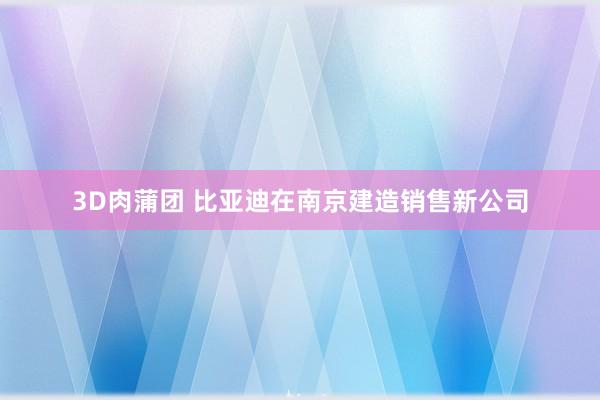 3D肉蒲团 比亚迪在南京建造销售新公司