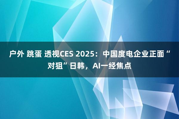 户外 跳蛋 透视CES 2025：中国度电企业正面“对狙”日韩，AI一经焦点