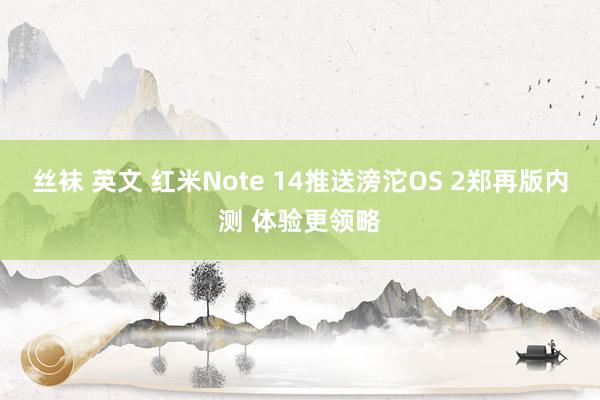 丝袜 英文 红米Note 14推送滂沱OS 2郑再版内测 体验更领略