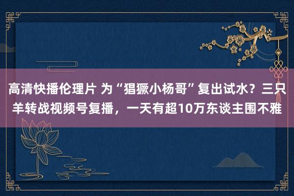 高清快播伦理片 为“猖獗小杨哥”复出试水？三只羊转战视频号复播，一天有超10万东谈主围不雅