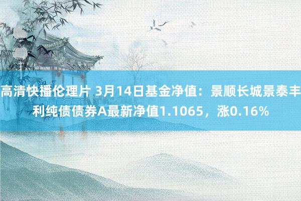 高清快播伦理片 3月14日基金净值：景顺长城景泰丰利纯债债券A最新净值1.1065，涨0.16%